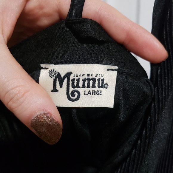 SHOW Me Your Mumu Pleated Eva Dress in Black Size Large - Picture 9 of 10